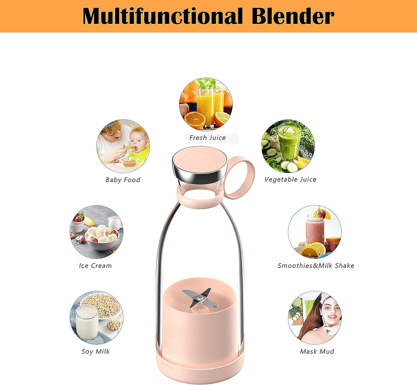USB-Rechargeable Juicer Bottle 350 ML