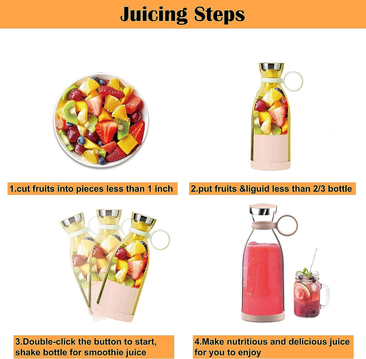 USB-Rechargeable Juicer Bottle 350 ML