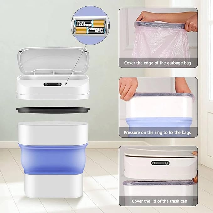 Smart Touchless Folding Trash Can 17.5L Infrared Sensor